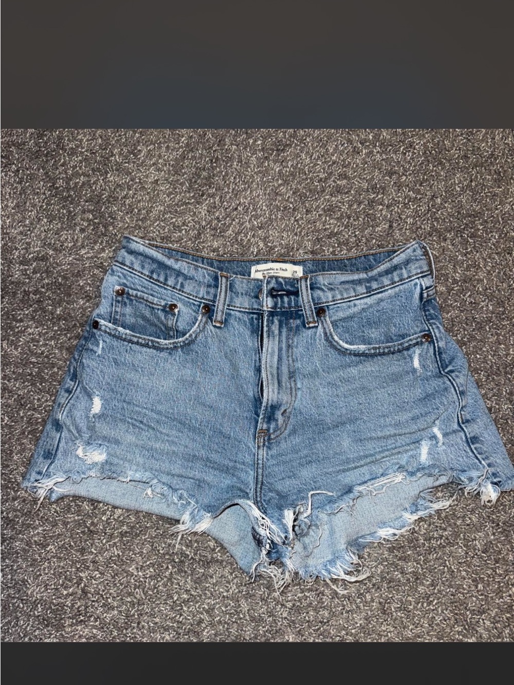 Abercrombie & Fitch curve love Light Blue Distressed Denim Shorts